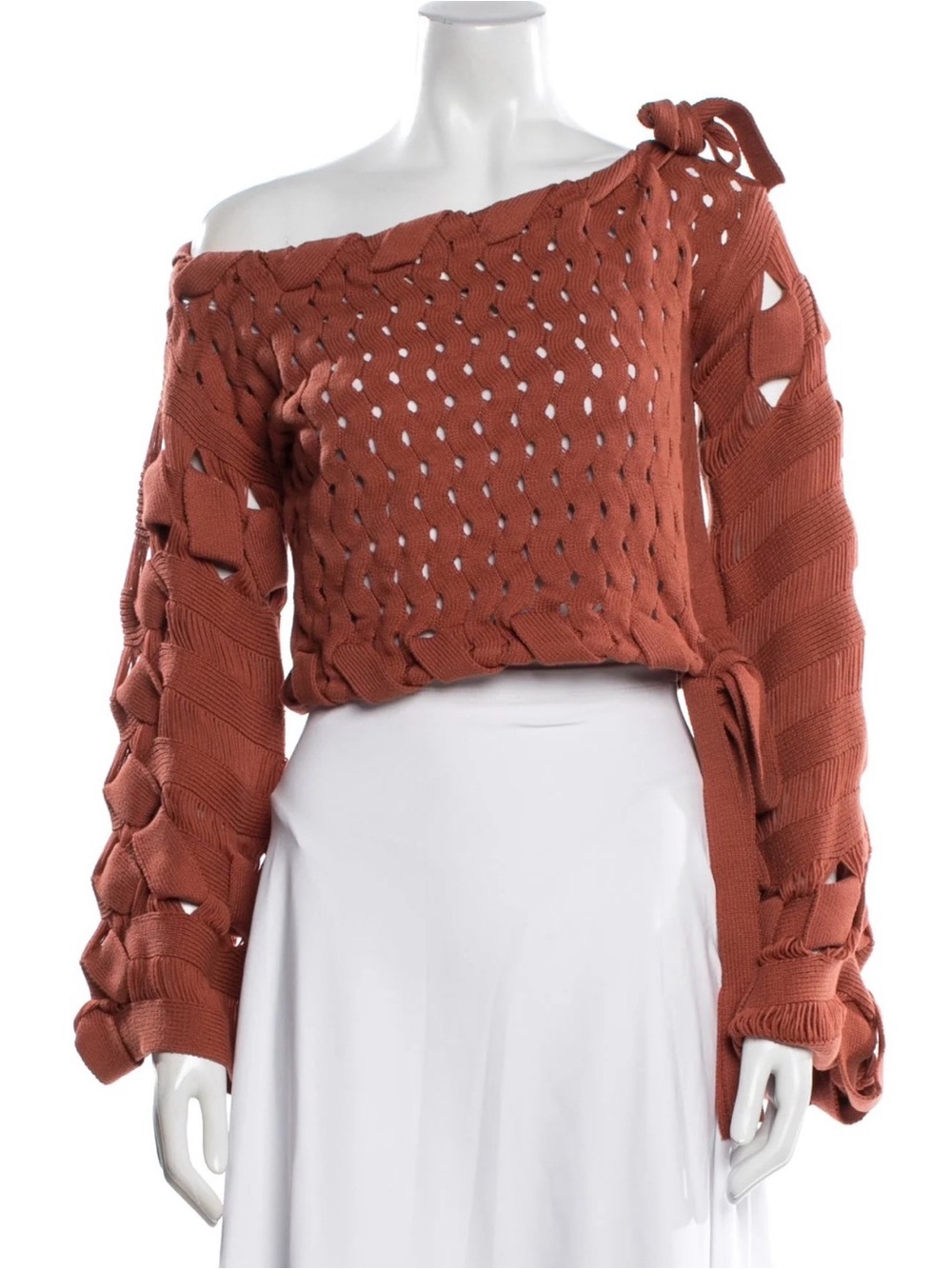 Womens Cult Gaia Off-Shoulder Long Sleeve Brown Crop Top Size M NWT
